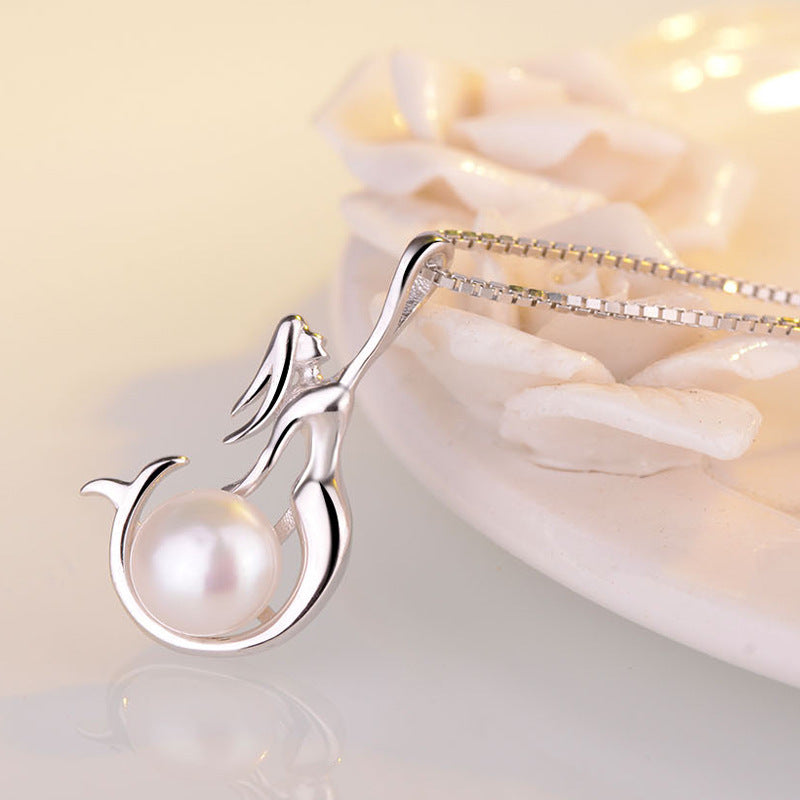 (Pendant only) Mermaid Freshwater Pearl Silver Pendant for Women