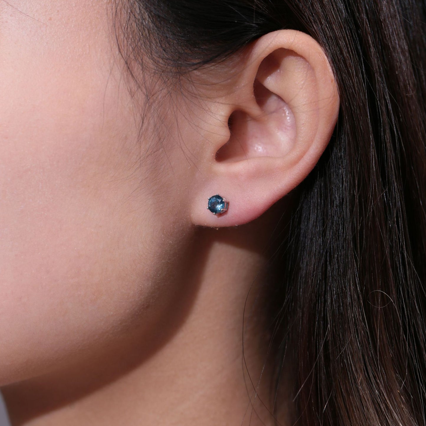 Round Cut Sterling Silver Studs for Women