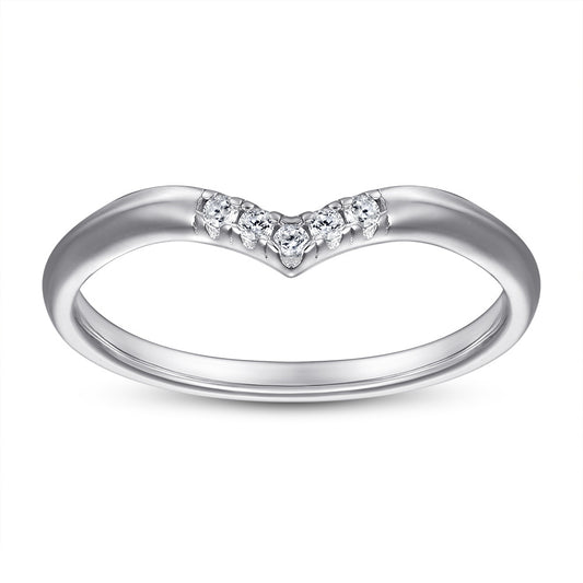 V-Shaped with Zircon Silver Ring