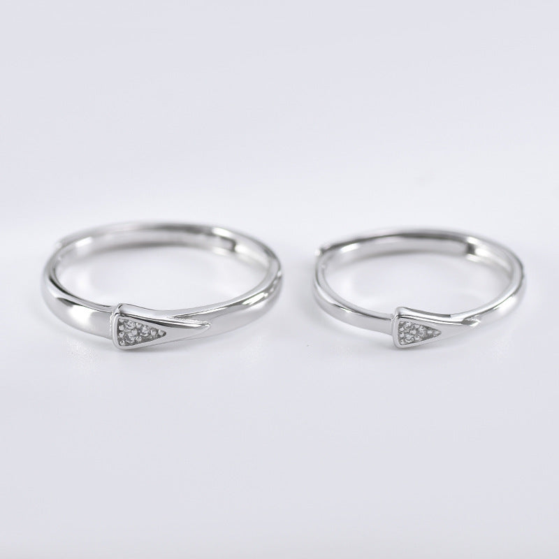 Triangle with Zircon Silver Couple Ring