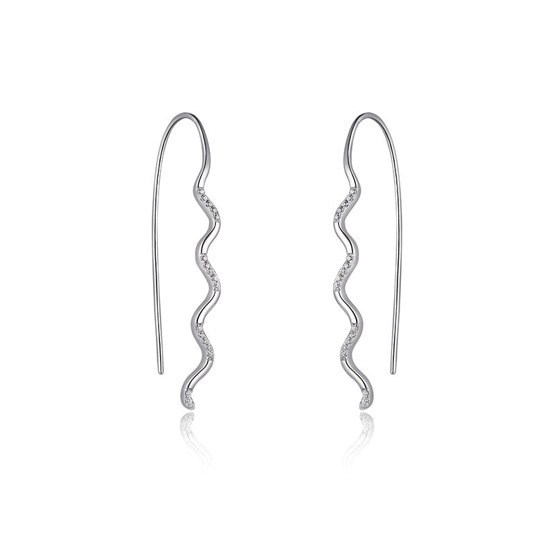 Zircon Wave Silver Hook Earrings for Women