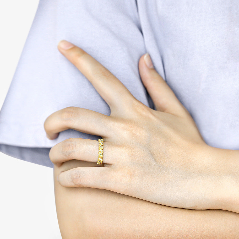 Full Circle Marquise Shape with Zircon Silver Ring for Women