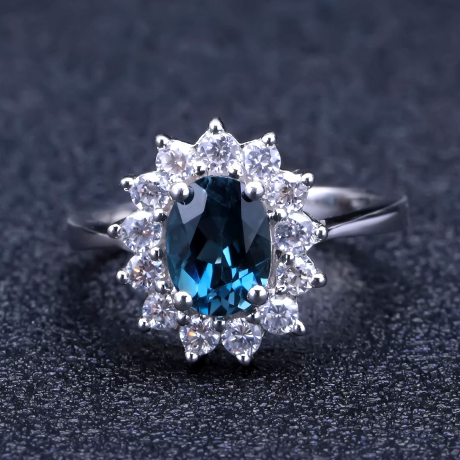 Luxury Colorful S925 Sterling Silver Natural Topaz Ring for Women