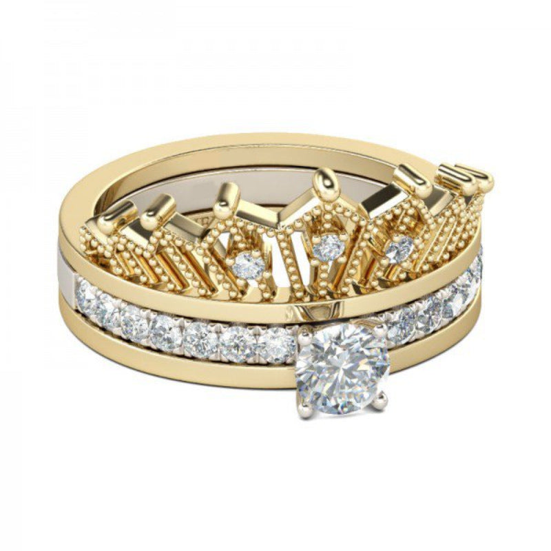 Luxury Crown Design Princess Style S925 Sterling Silver Zircon Ring for Women