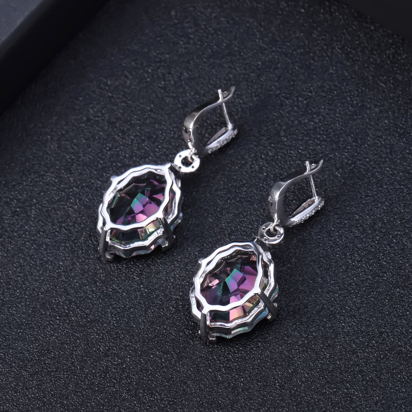 Crystal Special Oval Shaped Silver Drop Earrings for Women