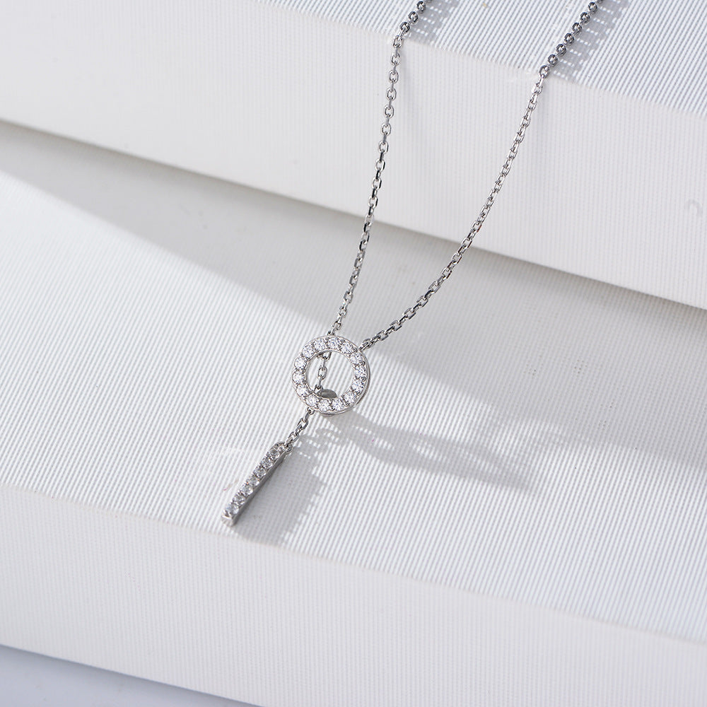 Adjustable Ring Tassel Zircon Sterling Silver Necklace for Women
