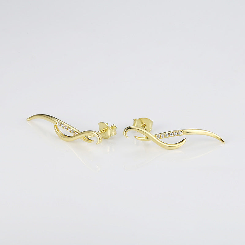 Geometric Shape with Zircon Silver Studs Earrings for Women