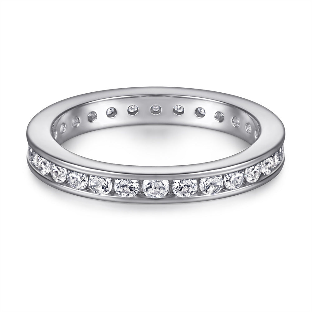Full Round Zircon Eternity Silver Ring for Women