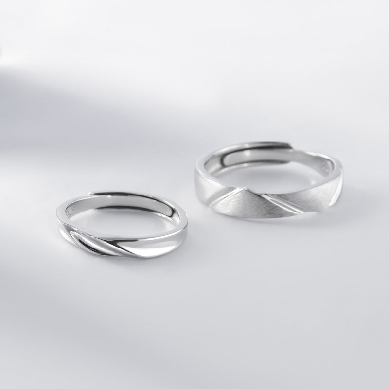 Irregular Lines Silver Couple Ring for Women