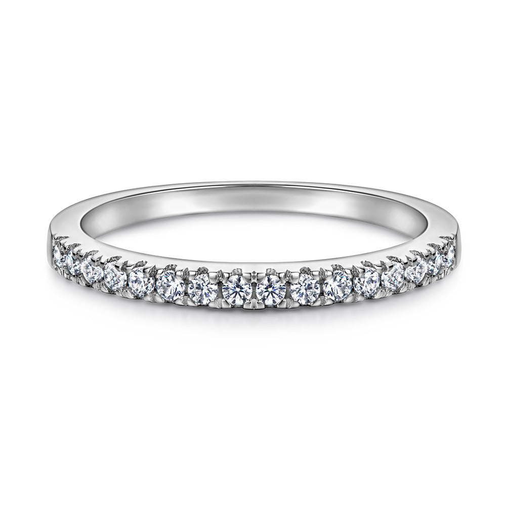(0.8CT) Round Zircon Soleste Halo Silver Ring Set for Women