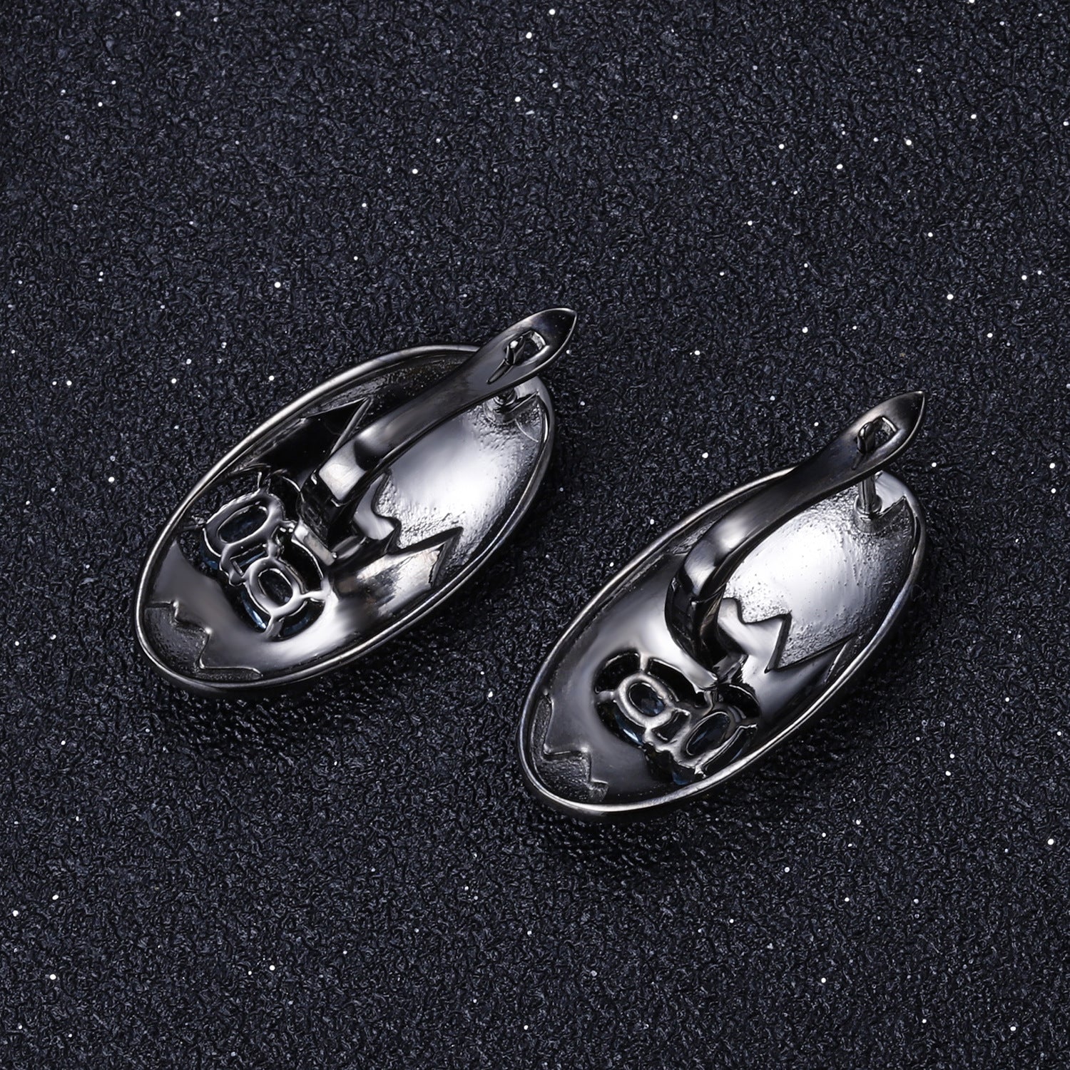Italian Style Inlaid Natural Topaz Landscape Design Oval Shape Silver Studs Earrings for Women