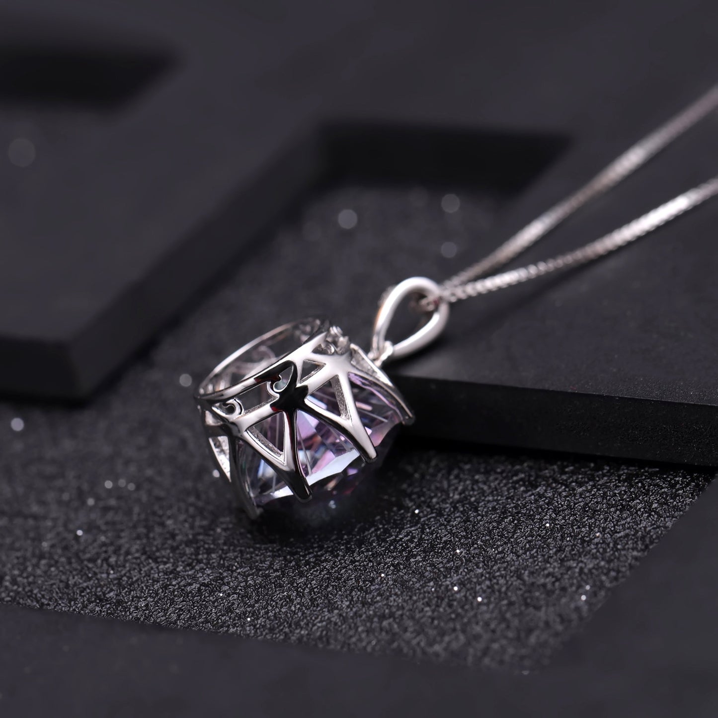 Europen Fashion Style Inlaid Colourful Ctystal Flower Pendant Silver Necklace for Women