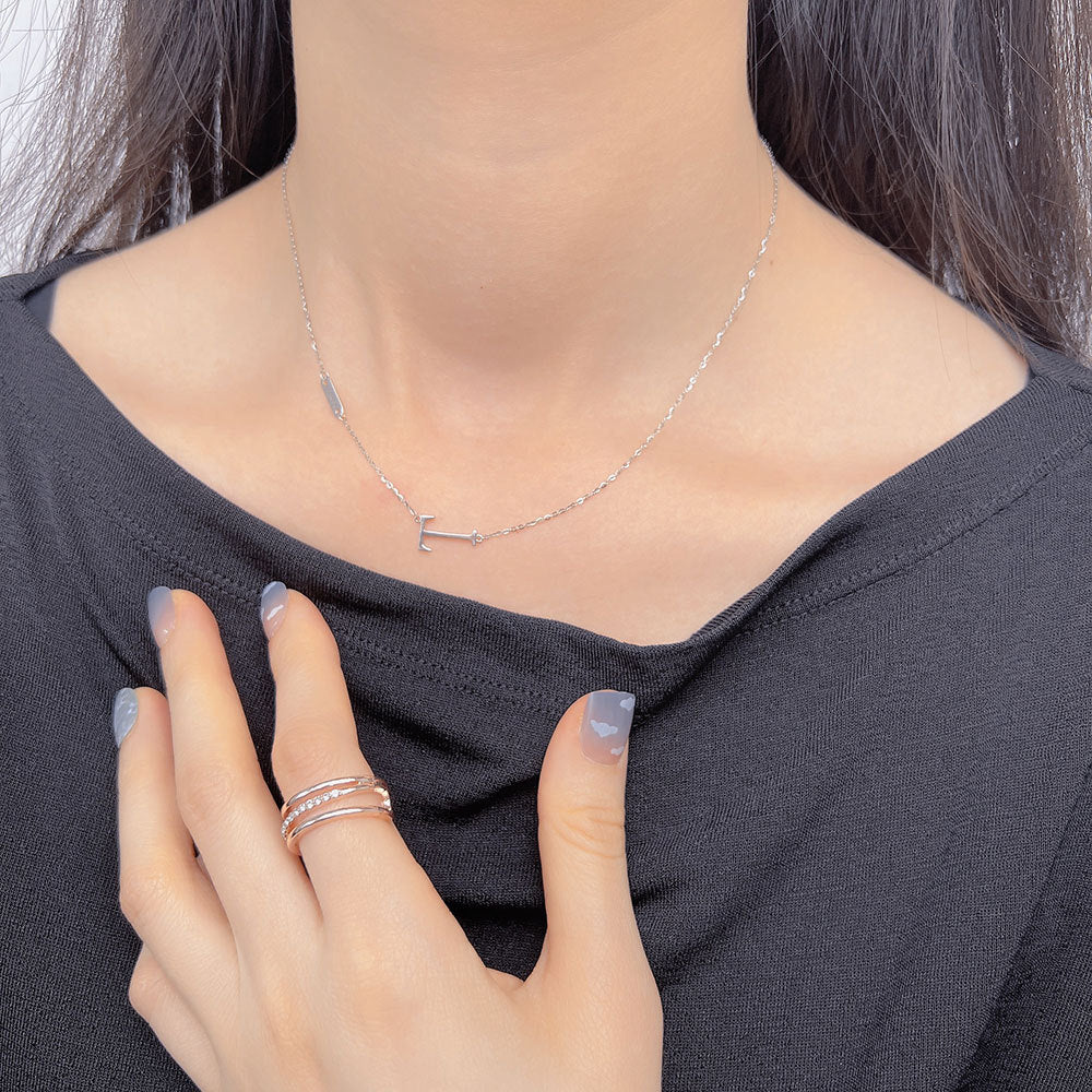 (Two Colours) Letter T Pendants 925 Silver Collarbone Necklace for Women