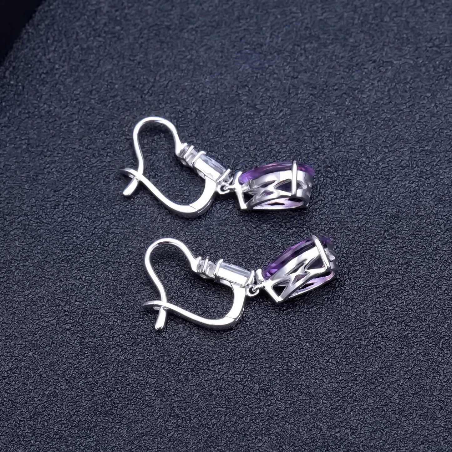 Colorful Crystal Pear Shape Silver Drop Earrings for Women