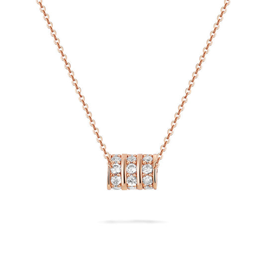 Three Row Zircon Ring Pendant Silver Necklace for Women