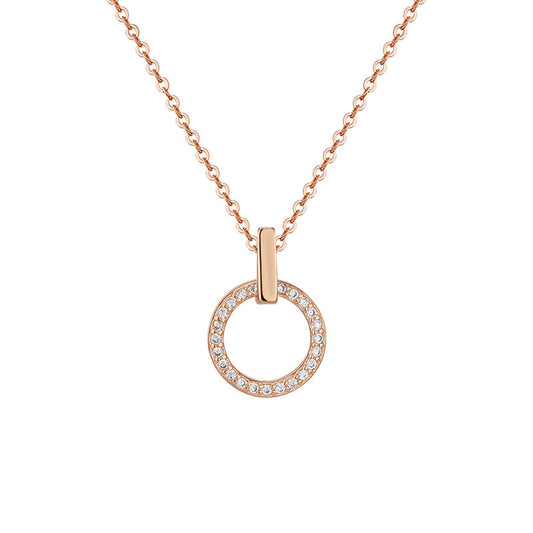 Zircon Circle Pendant Silver Necklace for Women