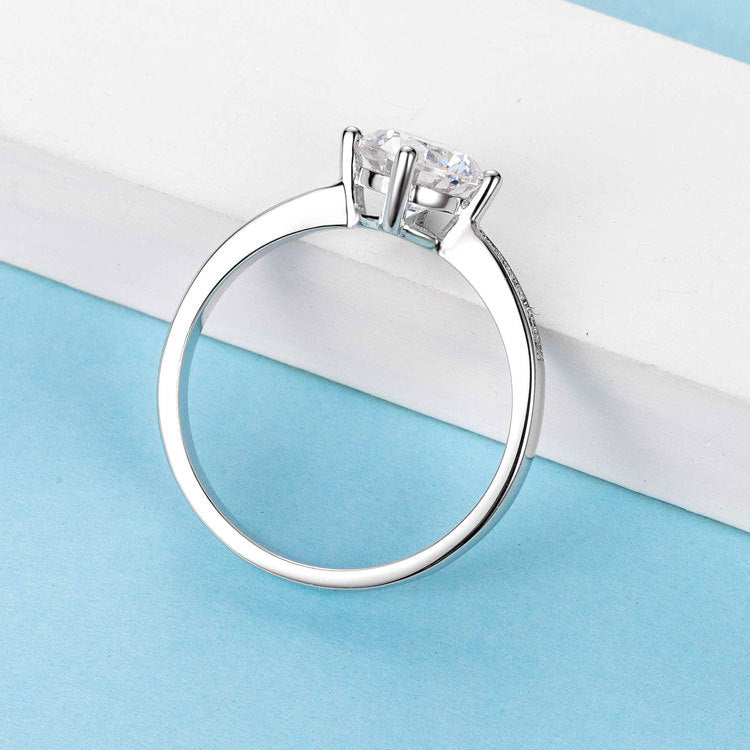 Classical Cathedral 1.0 Carat Round Cut Moissanite Engagement Ring