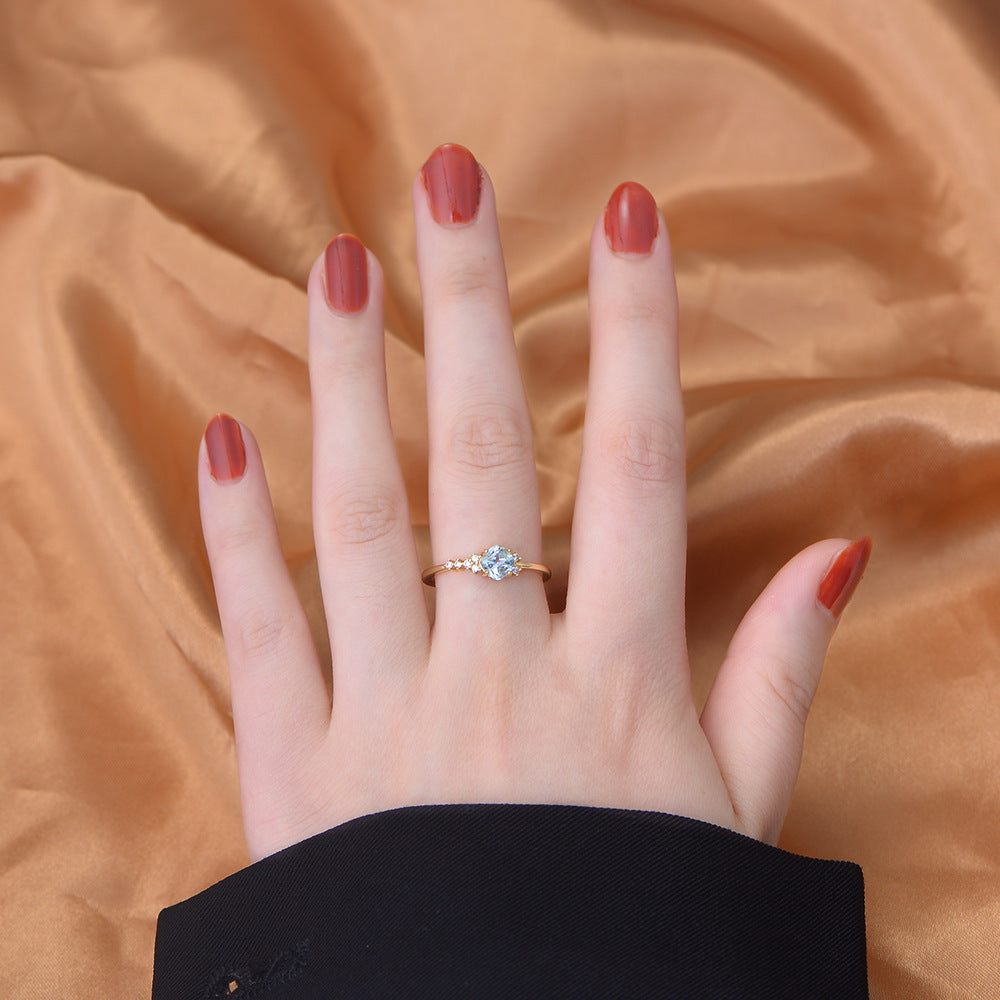 Sky Blue Topaz Cathedral Sterling Silver Ring for WomenSky Blue Topaz Cathedral Sterling Silver Ring for Women