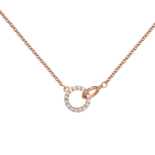 Zircon Circle Interlocking Ring Silver Necklace for Women