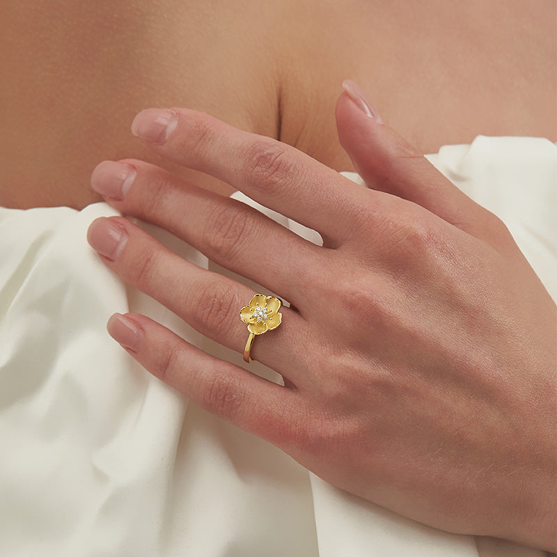 Plum Blossom with Zircon Silver Ring