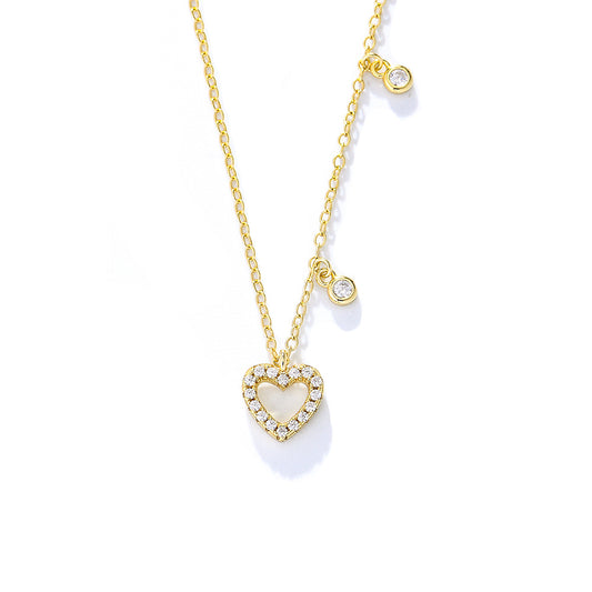 Heart-shaped with Zircon Silver Necklace for Women