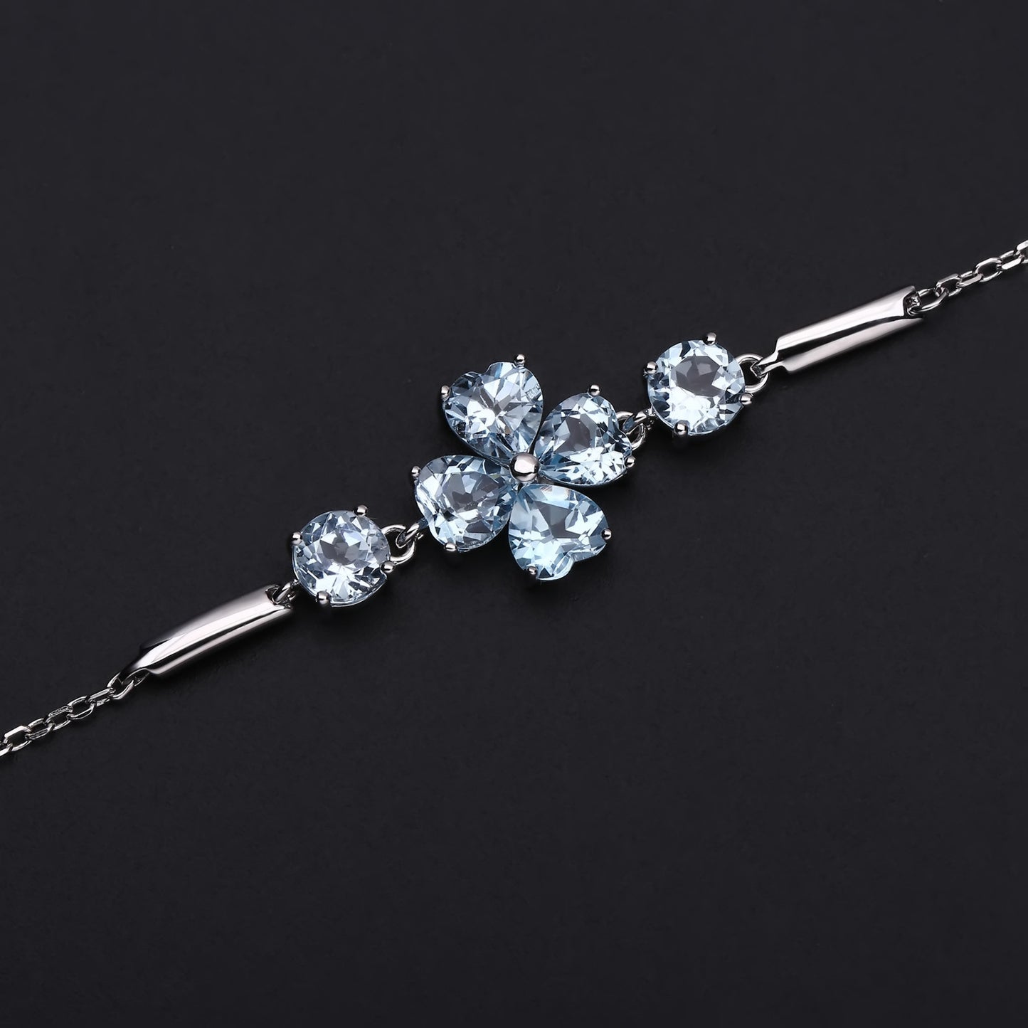 Luxury topaz S925 Sterling Silver Four-leaf Clover Bracelet for Women