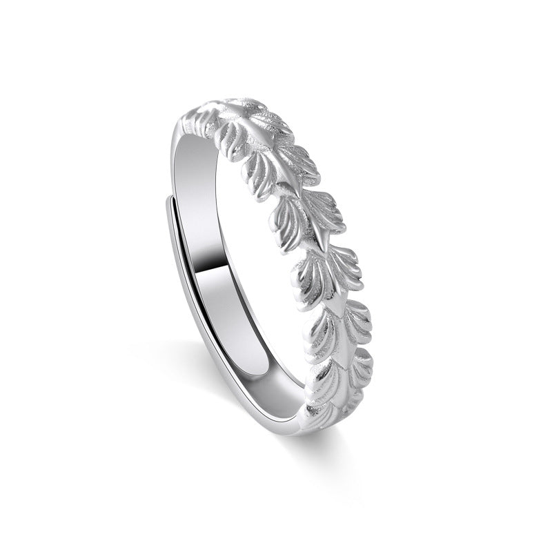 Wheatear Leaf Silver Couple Ring