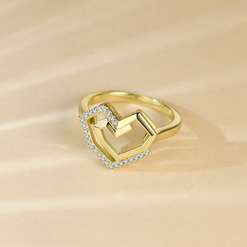 Rotating Heart-shape with Zircon Silver Ring