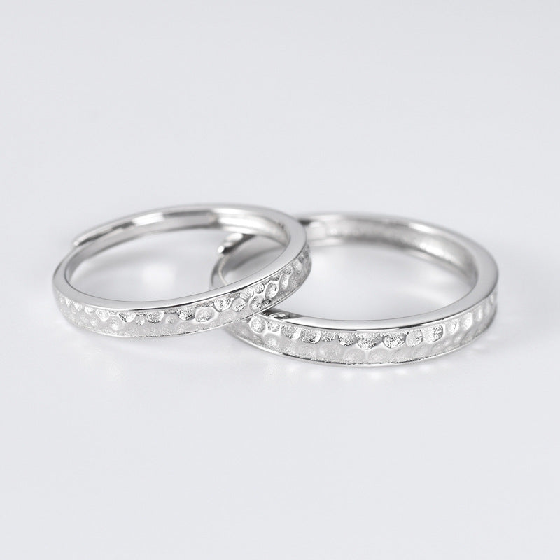 Concave-convex Texture Silver Couple Ring for Women