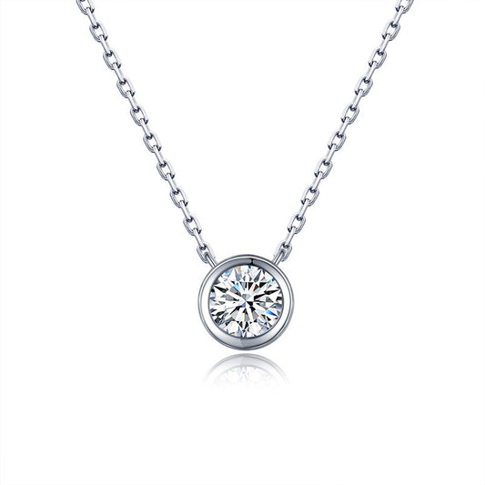 (Pendant Only) Solitaire Round Zircon Silver Pendant for Women