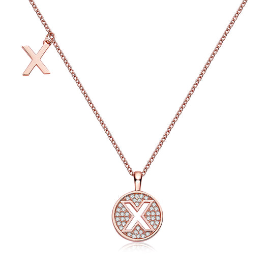 (Rose Gold Colour) Letter X Moissanite Necklace for Women