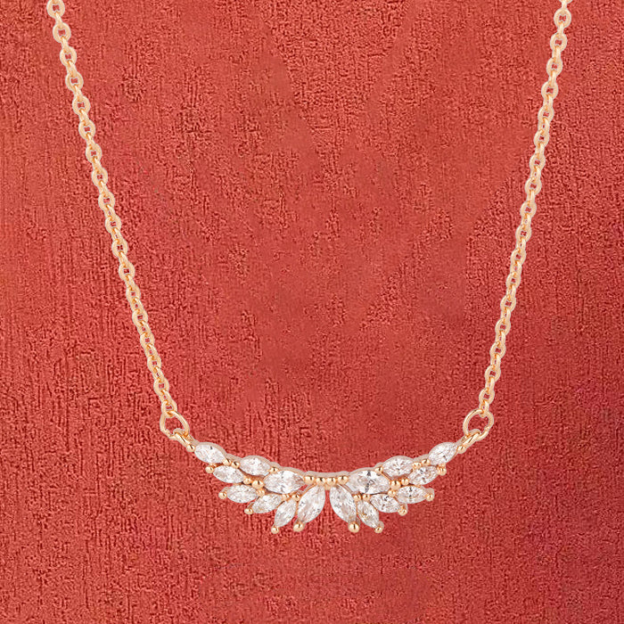 Marquise Zircon Wings Pendant Silver Necklace for Women