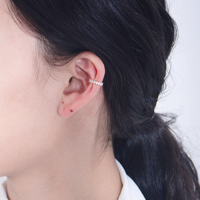 C-shaped Zircon Silver Ear Bone Clip Earring for Women