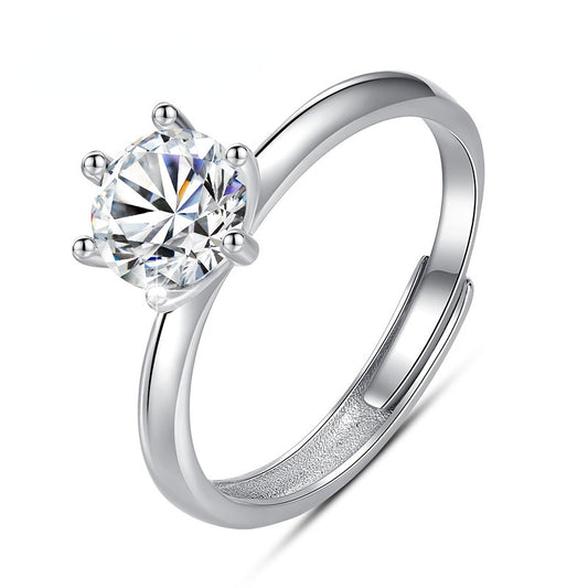 Adjustable Opening Solitaire 1.0 Carat Round Cut Moissanite Engagement Ring