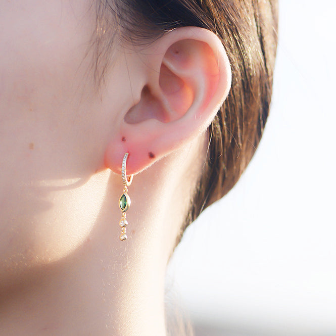 Marquise Zircon Beading Silver Drop Earrings for Women