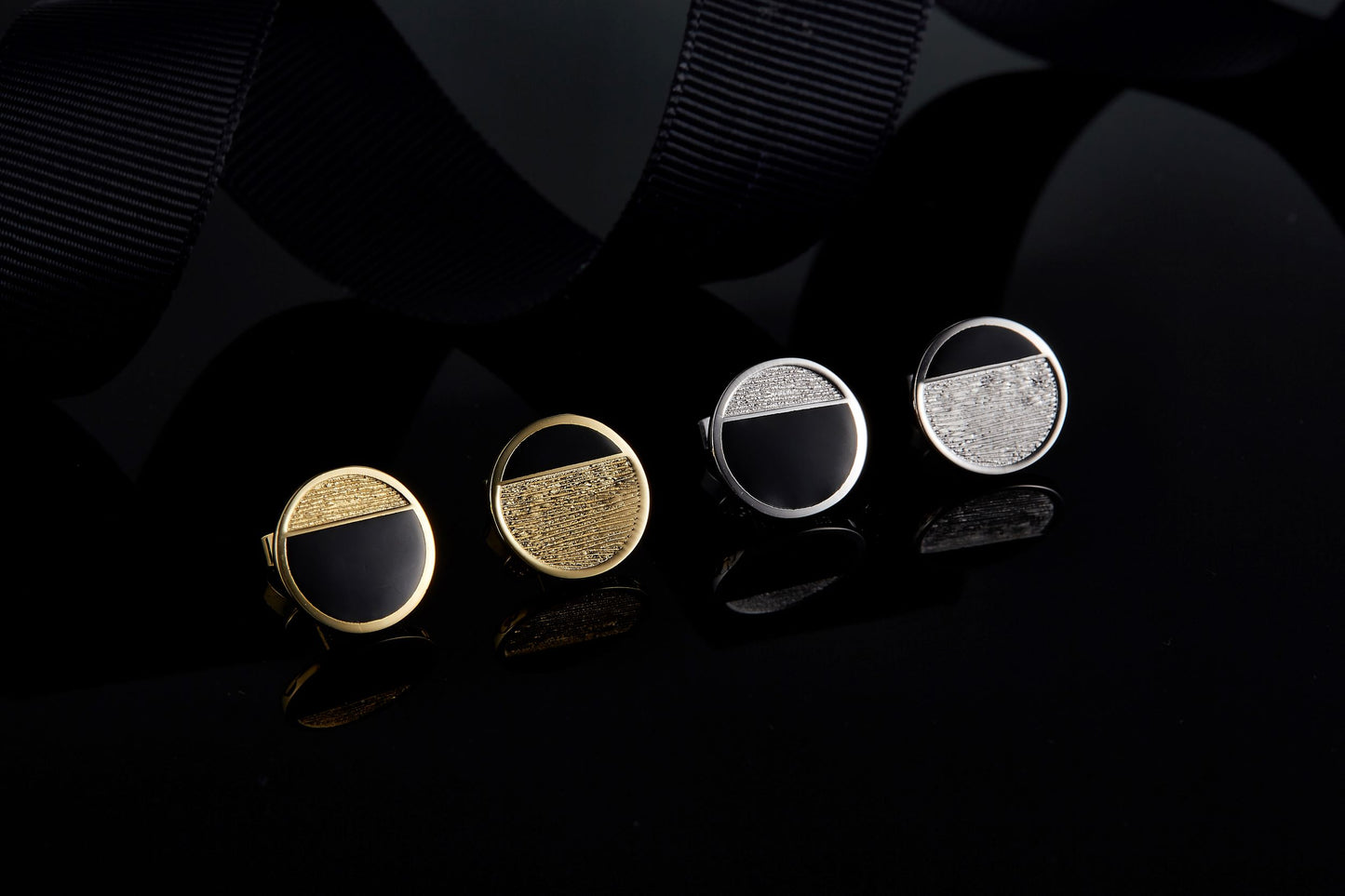 (Two Colours) Circle Enamel Silver Studs Earrings for Women