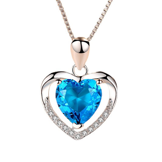 (Pendant Only) Valentine's Day Gift Heart with Love Zircon Silver Pendant for Women