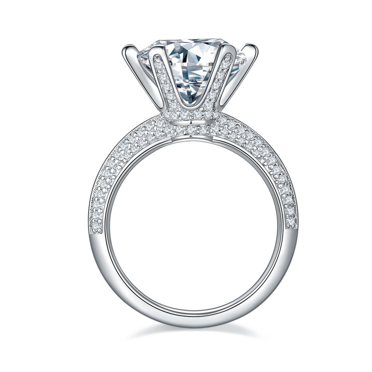 5.0CT Moissanite Round Cut Cathedral Six Prongs Ring for Women