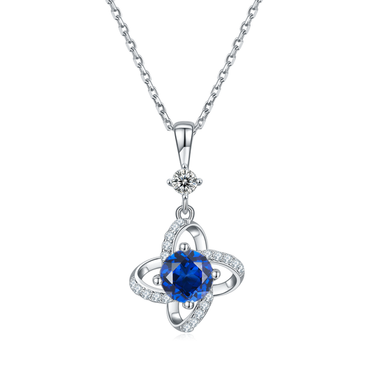 Blue Crystal Windmill Necklace for Women