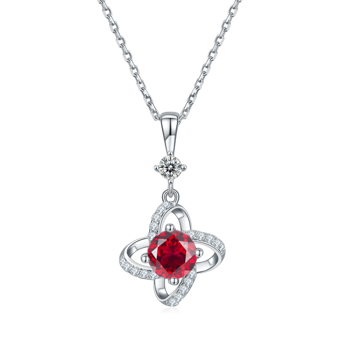 Red Crystal Windmill Necklace for Women