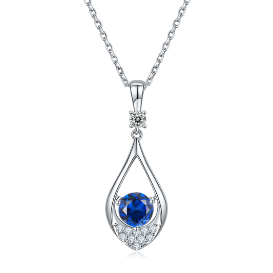 Blue Crystal Teardrop Necklace for Women