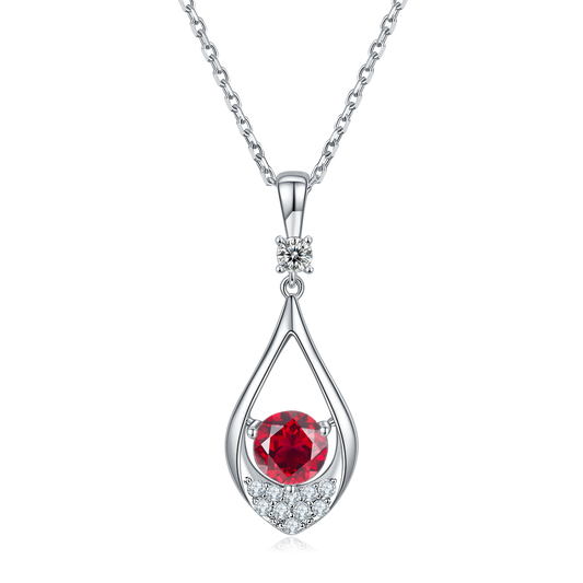 Red Crystal Teardrop Necklace for Women