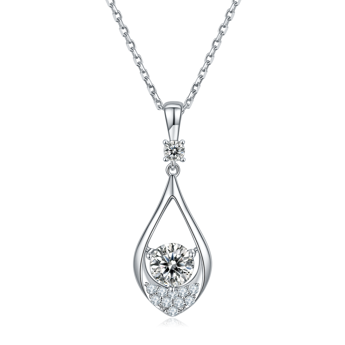 Moissanite Round Cut Teardrop Necklace for Women