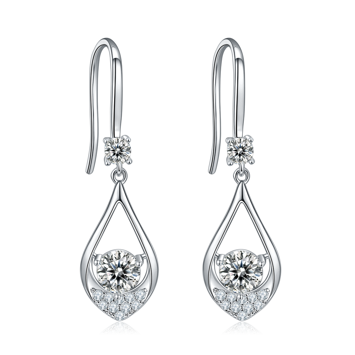 Moissanite Round Cut Teardrop Earrings for Women