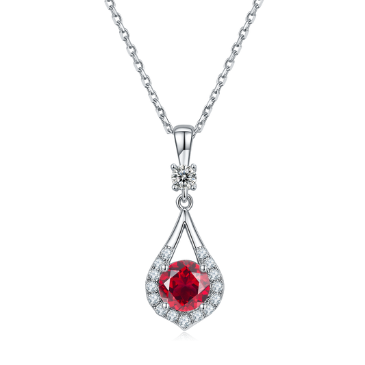Red Crystal Waterdrop Necklace for Women