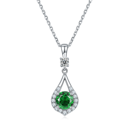 Green Crystal Waterdrop Necklace for Women