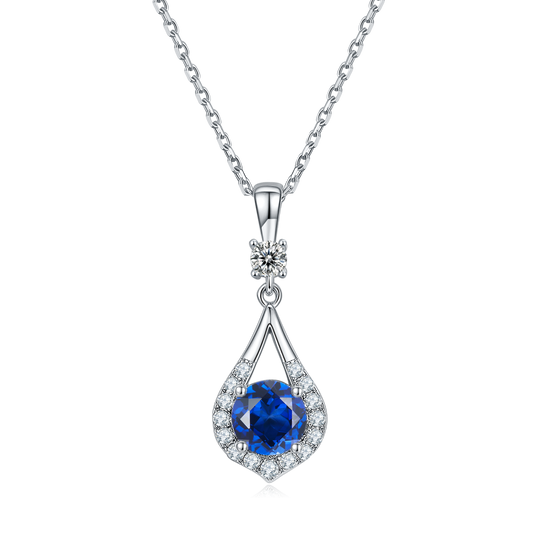 Blue Crystal Waterdrop Necklace for Women