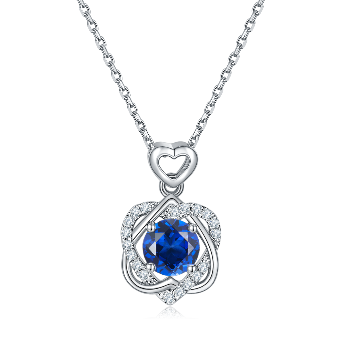Blue Crystal Stone Solitaire Drop Infatuation Necklace for Women