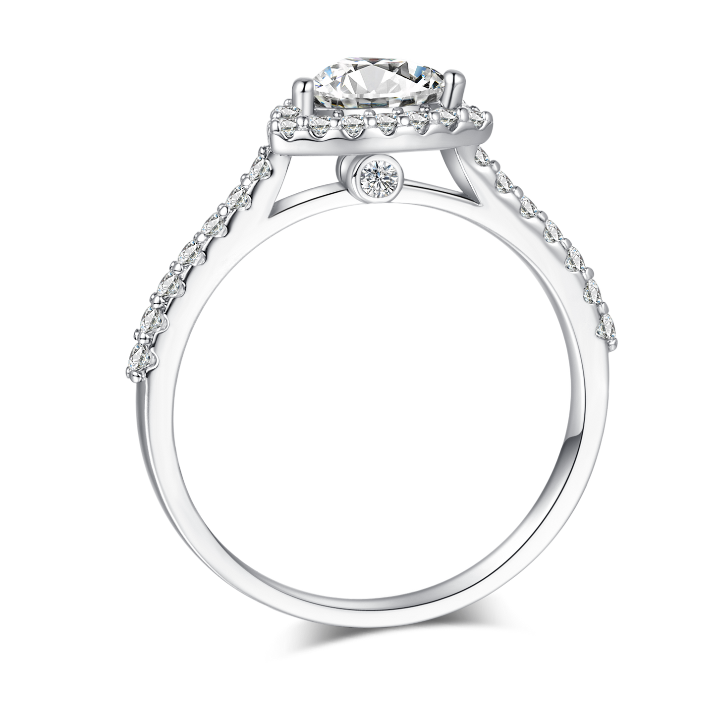 1.0CT Moissanite Heart Shape Soleste Halo Ring for Women
