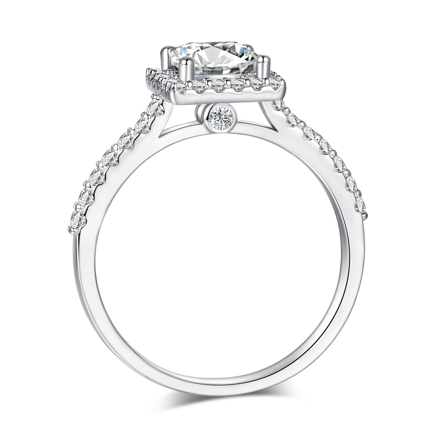 1.0CT Moissanite Princess Square Soleste Halo Ring for Women